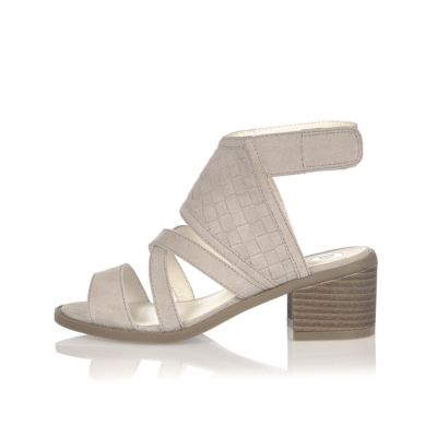 Girls grey block heel sandals